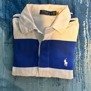 Women’s Ralph Lauren Blue and White polo Button Down Shirt